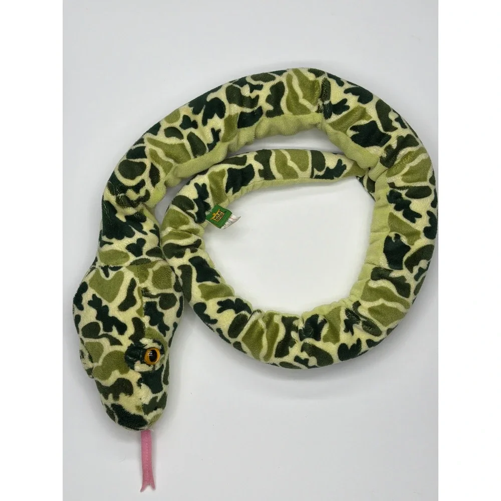 Wild Republic Plush Snake Camouflage Green Pink Tongue‎ Stuffed Animal Toy Kids